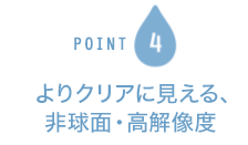 POINT4 よりクリアにみえる、非球面・高解像度